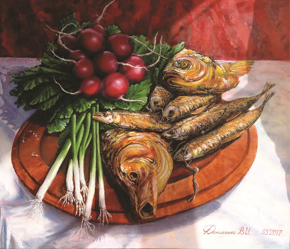 Fresh Greens with Smoked Fish 70x60